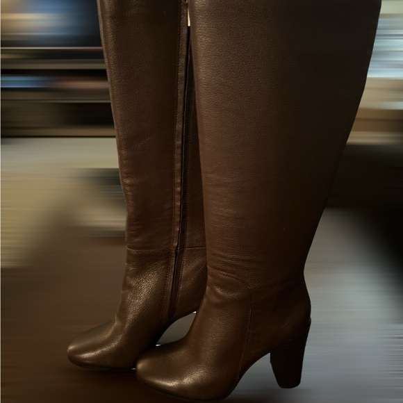 Kenneth Cole Brown Leather Heeled Boots Sz 6.5 M - Picture 1 of 6